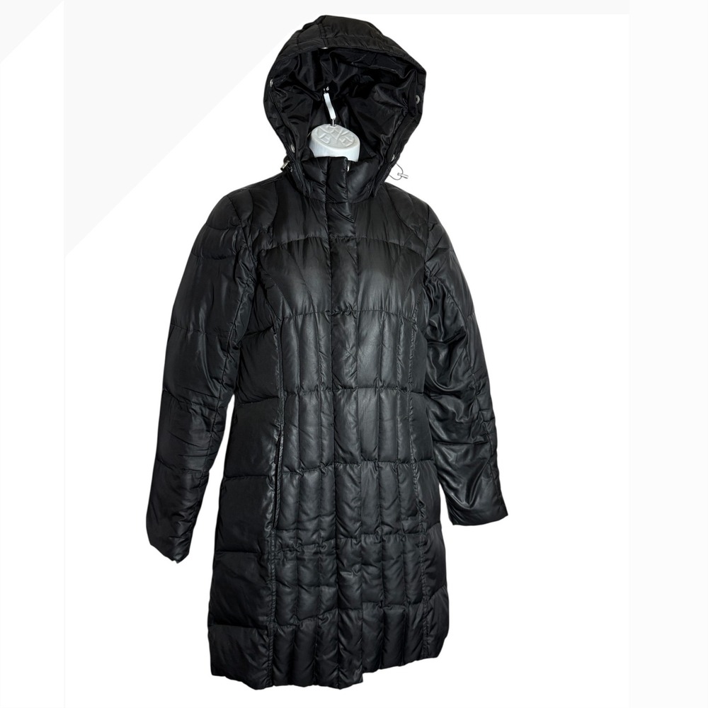 Eddie Bauer Puffer Coat‎ Size XS Womens Black Down Filled Hooded Long Winter 🖤